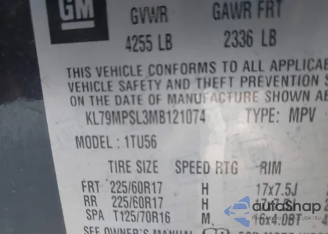 2021 Chevrolet Trailblazer Fwd Lt z USA, uszkodzony, nr VIN KL79MPSL3MB121074